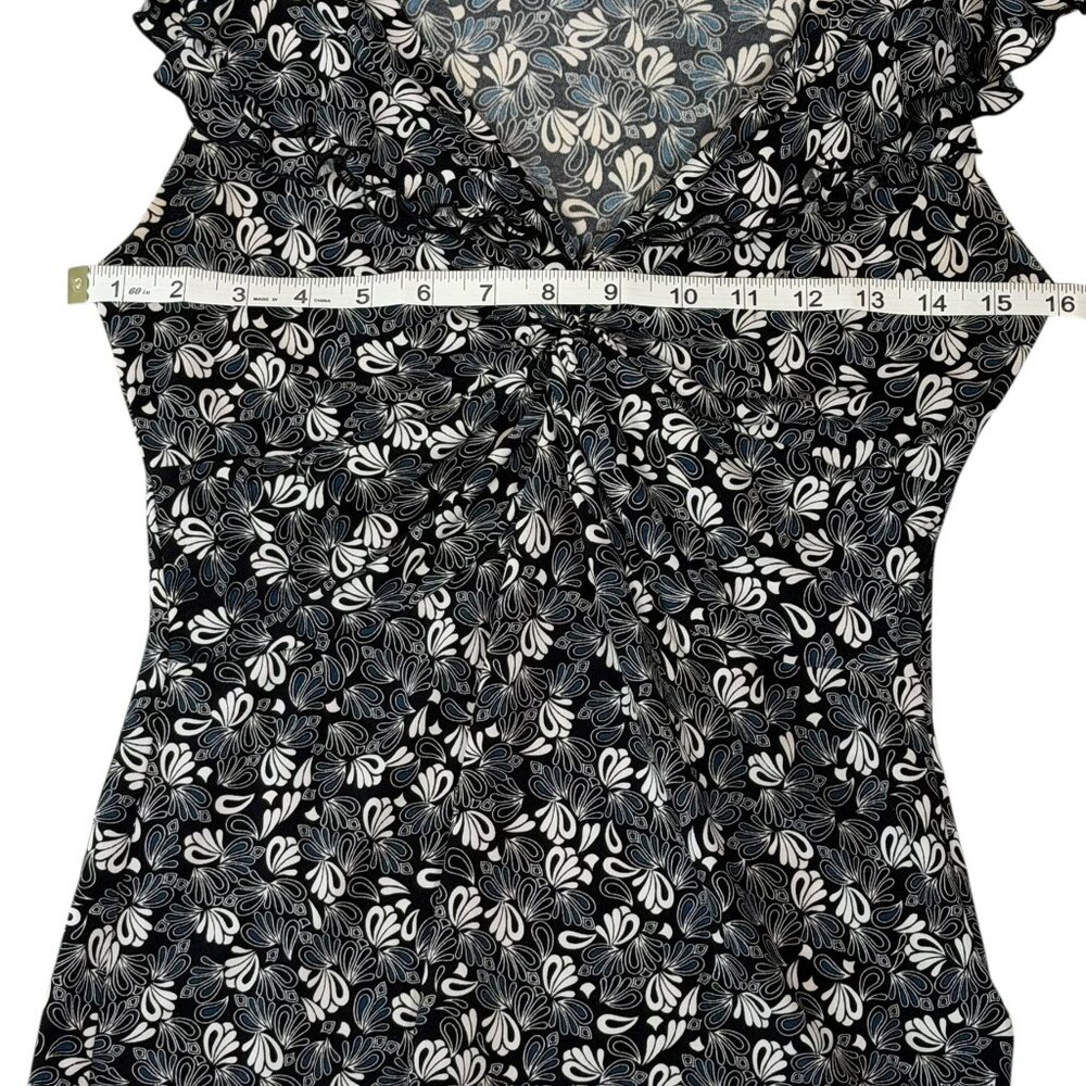 Susan Lawrence Black Paisley Boho-chic Ruffle Cap Shoulder Blouse Sz. S - Picture 5 of 8